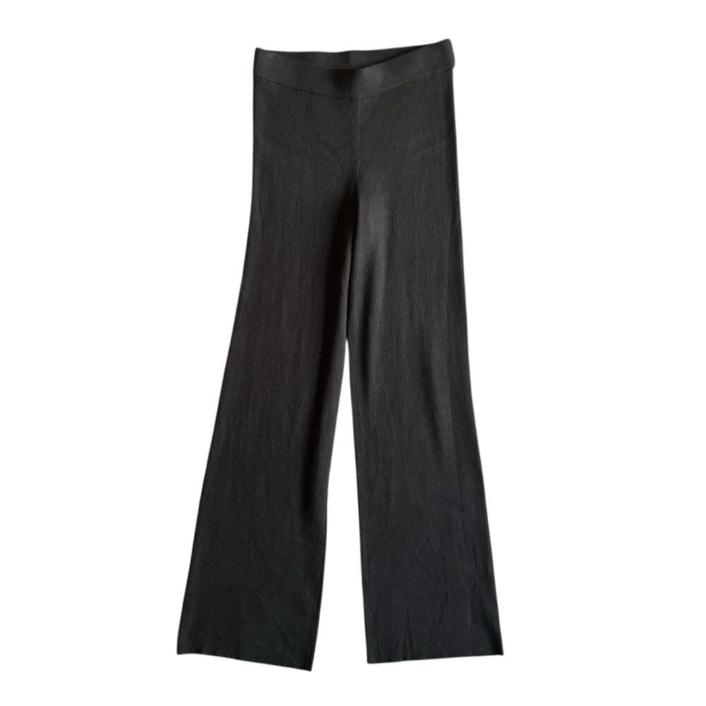 House of Harlow 1960 Black Ribbed Wide Straight-Leg Pants – Size Small